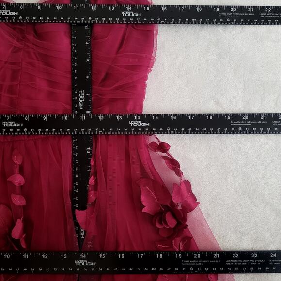 BCX Sz 9 Fuchsia‎ Fairy Flowy Floral Applique Romantic Feminine Chiffon Dress - Picture 6 of 7